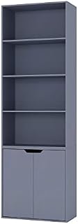 URBNLIVING 6 Tier Bookcase Bookshelf With 2 Doors Cupboard (Matt Grey)