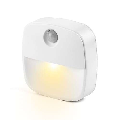 JSMTKJ Veilleuses LED, Veilleuse avec Détecteur de Mouvement, Autocollante Veilleuse Murale pour Salle de Bains, Chambre, Couloir, Blanc Chaud