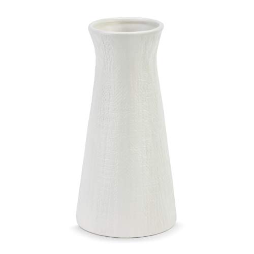 Demdaco Linen Texture Matte White 10 X 5 Ceramic Stoneware Just Because Small Vase #TOP3
