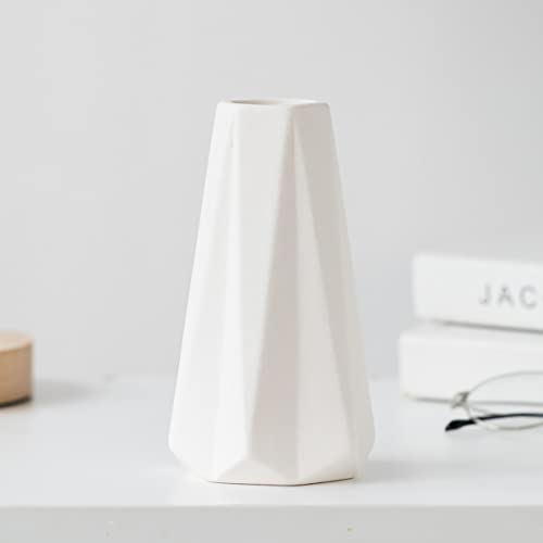 Modern Ceramic Vases for Décor White Small Vases for Fresh Flowers Boho Pampas Floor Rose Vase (6 in) (White) - Image 3