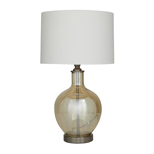 Deco 79 Glass Room Table Lamp Accent Lamp with Drum Shade, Lamp 17" x 17" x 27", Champagne