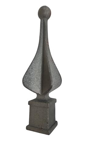 Image of Cast Iron Fence Finials, Multiple Decorative Styles & Sizes, 1 /2 inch to 1 inch Inch Square and Round Spears, Fleur de Lis Design (1 inch Safety Top SQ, 2)