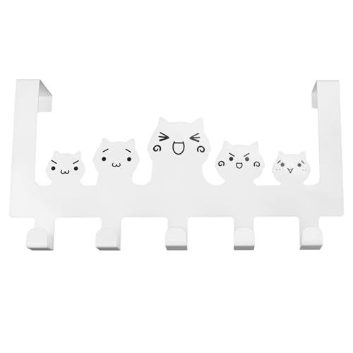 ABOOFAN Gancho Adhesivo para Puerta de Hierro Forjado sin Perforaciones Diseño Creativo de Gato, Ligero y Resistente para Colgar Toallas y Objetos Pequeños en Estilo Sencillo
