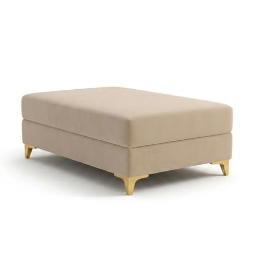 Image of CASASTYLE Signature Groovy 4-Seater L-Shape Sofa Set with Movable Ottoman | Flexible LHS /RHS Layout | Smooth Boston Fabric & Plush Cushions | 40D Foam + Zigzag Spring | 3-Yr Warranty (Beige)
