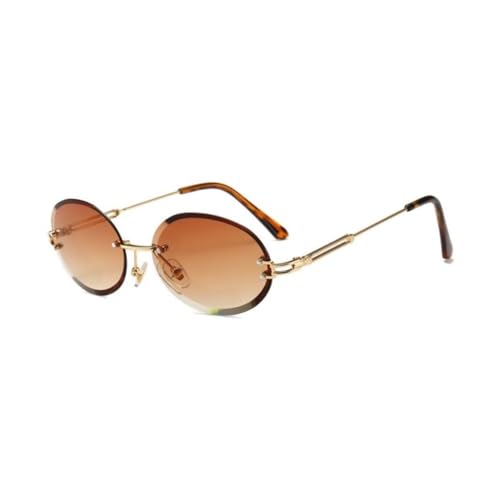 Lunettes de soleil de luxe steampunk ovales sans monture pour homme femme