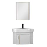 meuble sous lavabo angle wc Miroir argenté multifonction : ce miroir d'évier d'angle dispose d'une image claire sans distorsion, assurant une clarté durable sans jaunissement. Équipé d'un interrupteur tactile et anti-buée