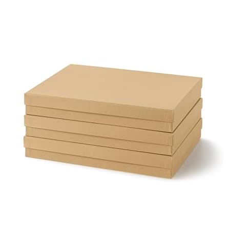 Soul & Lane Document Storage Boxes - Set of 3 (13.2" x 9.8" x 1.8"), Versatile Photo & Craft Organizer for Home Office, Stackable Cardboard Storage for Letters, Papers, Files & Memorabilia, Kraft Cover