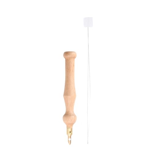 Wood Handle Punching Needle Tool Embroidery Pen with Needle Threading Tool Beginner Punching Needle for Embroidery