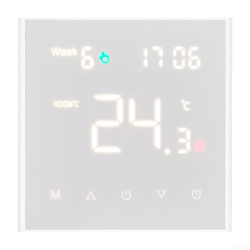 Termostato inteligente WiFi para calefacción por suelo radiante, compatible con Alexa y Google Home, con acceso remoto y programación multiperíodo (calefacción eléctrica 16 A)