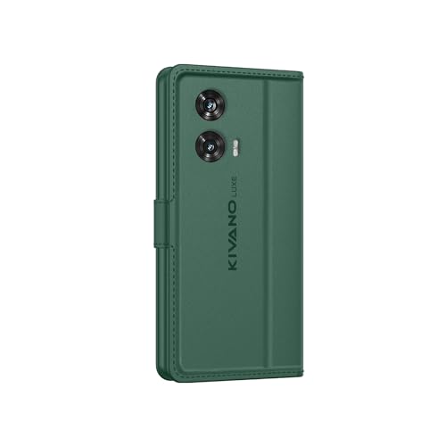 Image of KIVANO LUXE for Motorola G96 5G / Motorola Edge 50 Fusion 5G Luxury Handmade Leather Magnetic Flip Folio Case | Card Holder & Kickstand | Slim Protective Cover | Unisex - Green