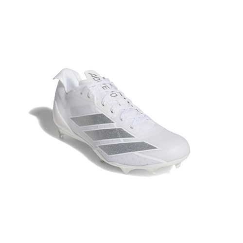 Adidas Men\'s Adizero Electric American Football, White/Silver Metallic/White, 10
