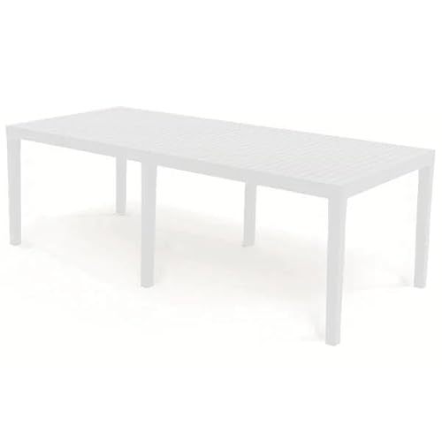 Maury's Tavolo da Giardino in Plastica: Moderno, Resistente ed Adatto anche per gli Interni.Facile da Riporre e Perfetto per gli Spazi Esterni. (Bianco, Indo-220X90Xh72cm)