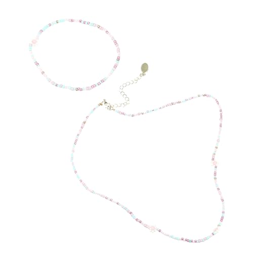 Depesche 13547 TOPModel Summer Feeling - Schmuck Set mit Kette und elastischem Armband, beide verziert mit kleinen bunten Perlen und Blumen