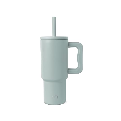 Simple Modern Kids 24 oz Tumbler with Handle and Silicone Straw Lid | Spill Proof and Leak Resistant | Reusable Stainless Steel Bottle | Gift for Kids Boys Girls | Trek Collection | Sea Glass Sage