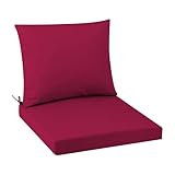 Outdoor-Sitzkissen-Set, wasserabweisend und lichtbeständig, Terrassenmöbelkissen mit abnehmbarem Bezug, tiefes Sitz- und Rückenkissen mit Griff und verstellbaren Riemen, für Stuhl, Sofa, 48,3 x 48,3