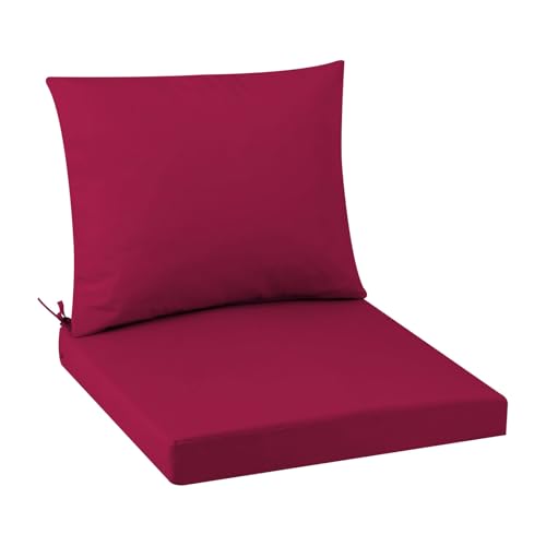 Outdoor Seat Cushion Set 22 x 22 In, Water-Resistant & Fade-Resistan, Patio Furniture Cushions with Removable Cover Deep Seat & Back Cushion with Handle and Adjustable Straps for Chair Sofa,1PC