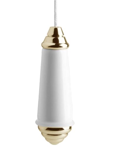 Image of Harrington Marley Ceramic Light Cord Pull | Puller Gold/Brass Finish White Porcelain | Traditional Victorian Style Blind Bathroom Weight