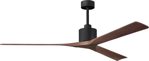 Matthews NKXL-BK-WA-72 Nan XL Indoor/Outdoor Damp Rated 72" Ceiling Fan with Remote and Wall Control, 3 Solid Wood Blades, Silent DC Motor, Matte Black