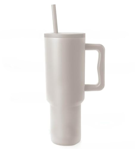 MLTUN MAKAN ホーム&キッチン製品:グラデーションハイヒール40オンス車用ハンドル付きカップ、大容量304ステンレス製断熱アイスカップ、高性能冷水ボトル。自宅で簡単に冷たい飲料水を作り、毎日の水分補給をより快適に。 (1200ml,ライトコーヒー