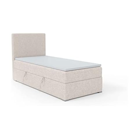 FEDVE Boxspringbett 90x200 Beige - Kolorado Cover