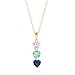 Custom 3 Stone Simulated Birthstone Heart Necklace (16