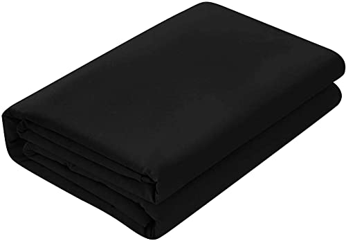 Image of Double Size Bed Sheet - 600 Thread Count Single Flat Sheet Only - Long Staple Egyptian Cotton Top Sheet Wrinkle & Fade Resistant - Black
