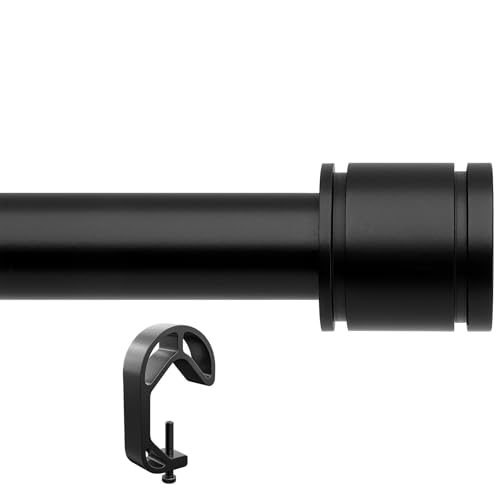 Curtain Rods for Windows 20 to 120 Inches,Including Innovative Brackets and Buckles,Adjustable Length,Diameter 1 Inch,Easy to Install,Black Curtain Ro