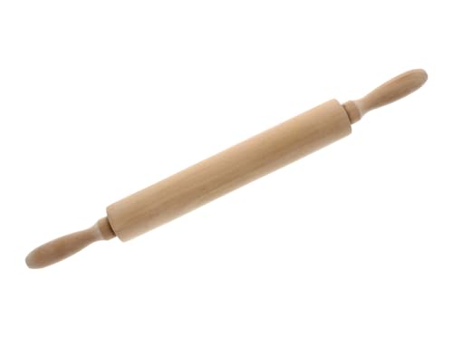 Classic Wood Rolling Pin for Baking - Professional Dough Roller with Handle, Essential Wooden Tool for Making Cookie, Fondant, Pizza, Pastry, Pie, Bread, Tortilla, Pasta, etc