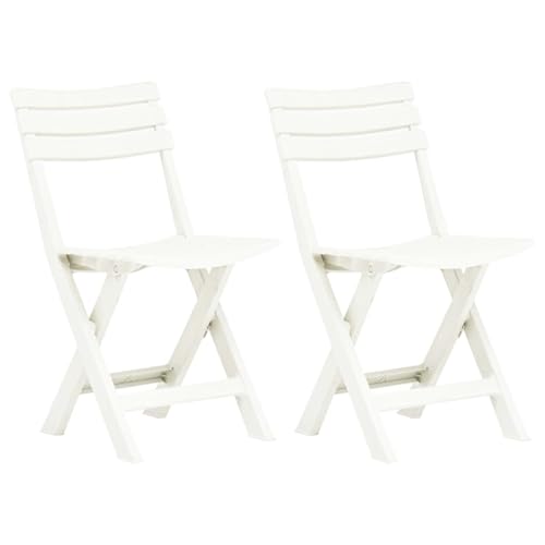 Sillas de jardín plegables de plástico resistentes a la intemperie, juego de 2 unidades, fáciles de transportar, ligeras, color blanco, 44 x 41 x 78 cm, diseño de diseño, peso máximo 110 kg por silla