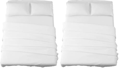 Image of SONORO KATE Bed Sheet Set Super Soft Microfiber 1800 Series Luxury Egyptian Sheets 16-Inch Deep Pocket Wrinkle and Hypoallergenic-4 Piece(Queen White) (Pack of 2)