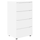 GHVBNMF Cassettiera bianca, 60 x 48 x 105 cm, con 4 cassetti