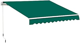 Outsunny 4x2.5m Retractable Manual Awning Window Door Sun Shade Canopy with Fittings and Crank Handle Green