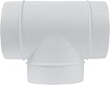 HVAC OV 2pack 4" Inch 3-Way T-Shape Duct Connector – ABS Plastic Vent Splitter for Flexible Hose Pipe, Dryer Vent & Exhaust Fan – White UV Resistant Air Duct Fitting Adapter with High Strength