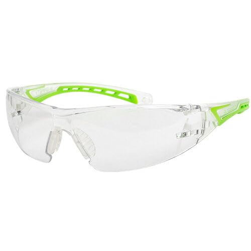 B-SAFETY PremiumLine FLEX No.1 - Gafas de protección transparentes, ligeras y cómodas, policarbonato, visión total, aros suaves, transparente/verde