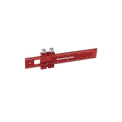 Fidoo Woodworking Ruler 3Pcs Precision Pocket Metal Slide Rule Inch T-Types Scribing and Square Ruler (6/8/12 Inch), 15.24x3.3cm, red