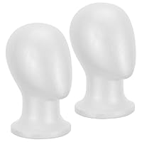 Healeved 2pcs Foam Mannequin Head Display Stands for Wigs Hats Glasses Hairpieces Lightweight Retail Store Display Models for Salon Beanie Cap Jewelry Accessories