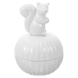 VALICLUD Ceramic Squirrel Jewelry Box Decorative Organizer for Rings and Earrings Cute Cartoon Shaped Trinket Case Valentine Box for Women and Girls