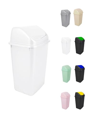 Jardin202 - Cubo De Basura Con Tapadera Basculante - 30 50 Litros - Ideal Para Hogar Y Oficina 50 L Blanco