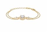 Generisch 925 Sterling Silber Damen Armband Gold Solitär Zirkonia Baguette Steine Handgefertigt Türkei Geschenk für Freundin Ehefrau Geburtstag Verlobung Jahrestag Valentinstag Hochzeit Luxus Elegant