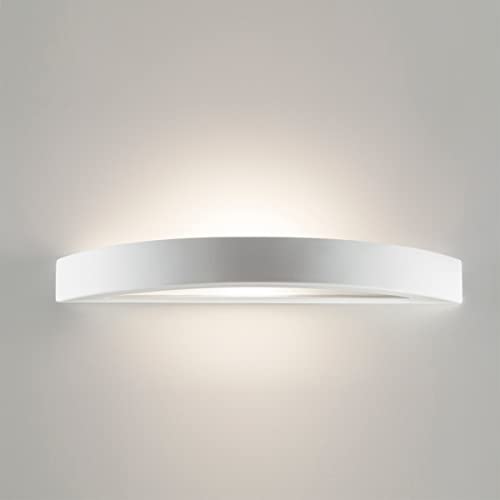 Eurekaled - Applique in Gesso Ceramico Mezzaluna - Attacco R7S - Lampada da muro per spazi interni, camera, corridoio, soggiorno - Lampadina intercambiabile - Verniciabile - Design Moderno GS-5031