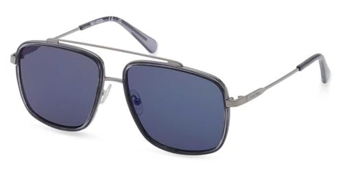 Harley-Davidson Men's Square Aviator Metal Sunglasses, Shiny Gray Frames