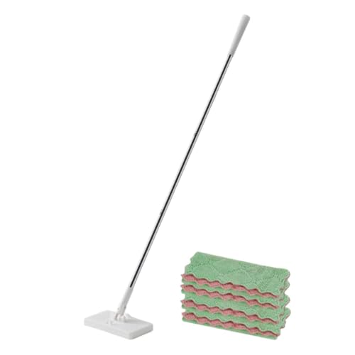 Multi Purpose Flat Mop – Hands Free Wet & Dry Dust Cleaning, Tool with Long Handle | For Bathroom Living Room Office Hardwood Tile Laminate Mirror Wall Use, Floor Cleaning Mop, Dust Mops Tool, Long