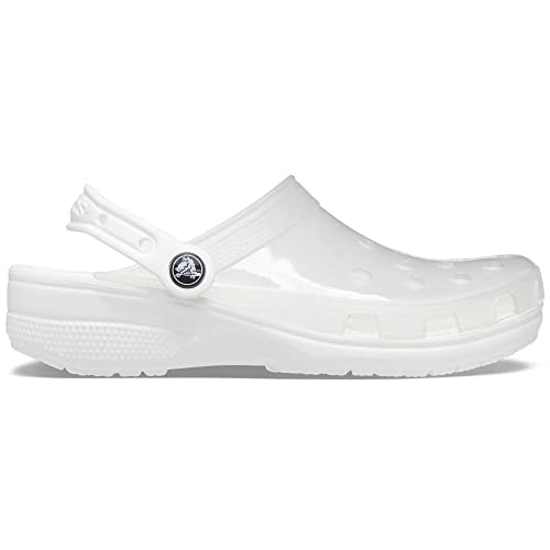 Crocs Tamanco translúcido clássico unissex para homens e mulheres, Branco, 33