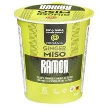 Sopa Ramen Instantánea de Miso y Jengibre – Pack de 2 Vasos (2 x 85g) – Fideos Orientales con Caldo Umami y Toque Cítrico – Comida Rápida Saludable – Lista en 3 Minutos