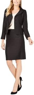 Le Suit Womens 3 Button Notch Collar Shiny Novelty Skirt Suit