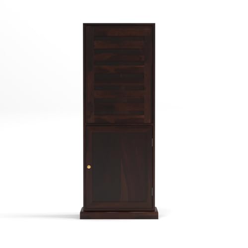 Image of Sheesham Wood Study Table with Bookshelf & Storage Cabinet | Space Saving Writing Desk for Home Office & Study Room (Walnut Finish)