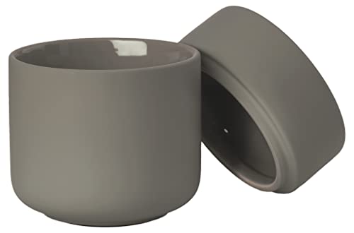 Zone Denmark Ume Ceramic Cosmetic Box with Lid Diameter 8.3 cm Height 10.3 cm Taupe, Height 10,3 cm - Diameter 8,3 cm - Image 2