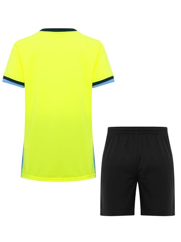Football Uniform for Boys Sports Sets Short-Sleeve V-Neck T-Shirt and Elastic Shorts Soccer Basketball Training2