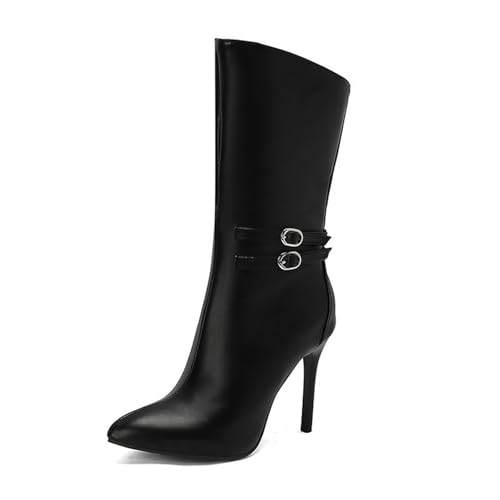 Bottines noires à bout pointu mode femme pour robe automne avec boucle tendance