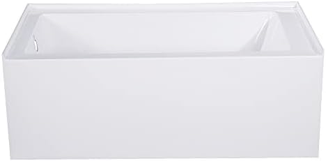 Kingston Brass Aqua Eden VTAP543022L 54-Inch Acrylic Alcove Tub with Left Hand Drain, White